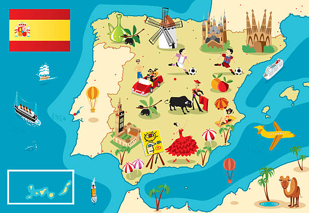 Cartoon map of SPAIN